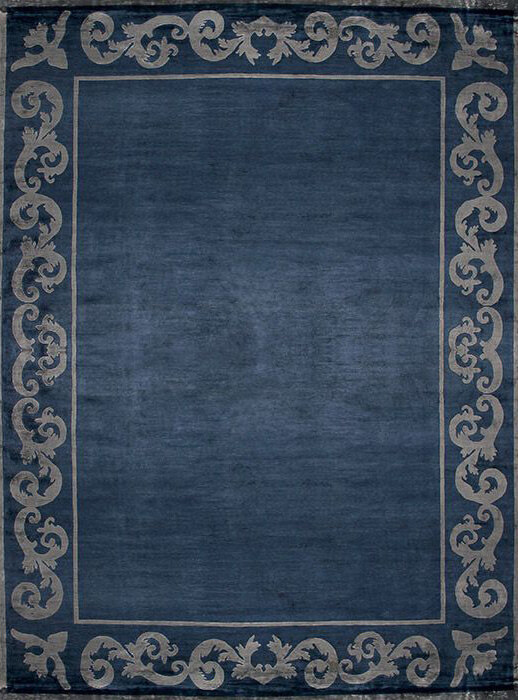 Сине-голубой ковер ручной работы Amiral Frame