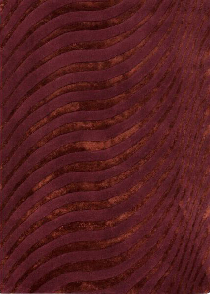 Рельефный бордовый ковер из шерсти и вискозы Nadir 165