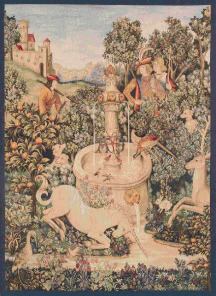 Гобелен «Единорог и фонтан» Licorne A La Fontaine ☞ Размер: 110 x 150 см