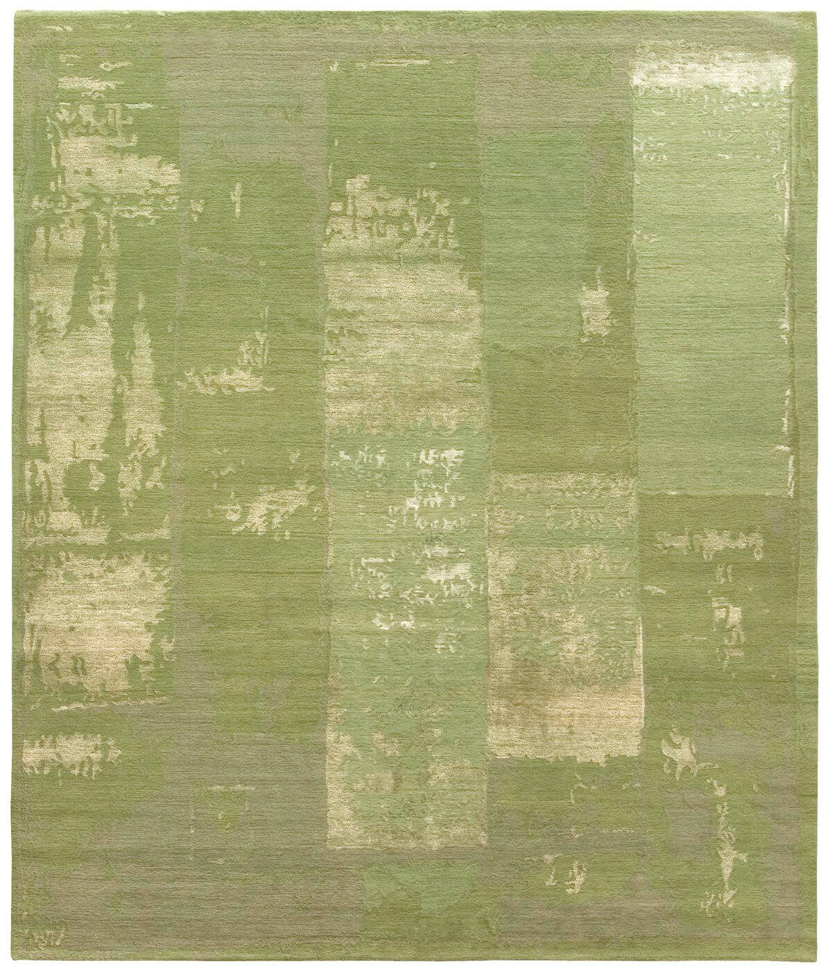 Дизайнерский ковер ручной работы Boro 1 зеленый от Яна Ката