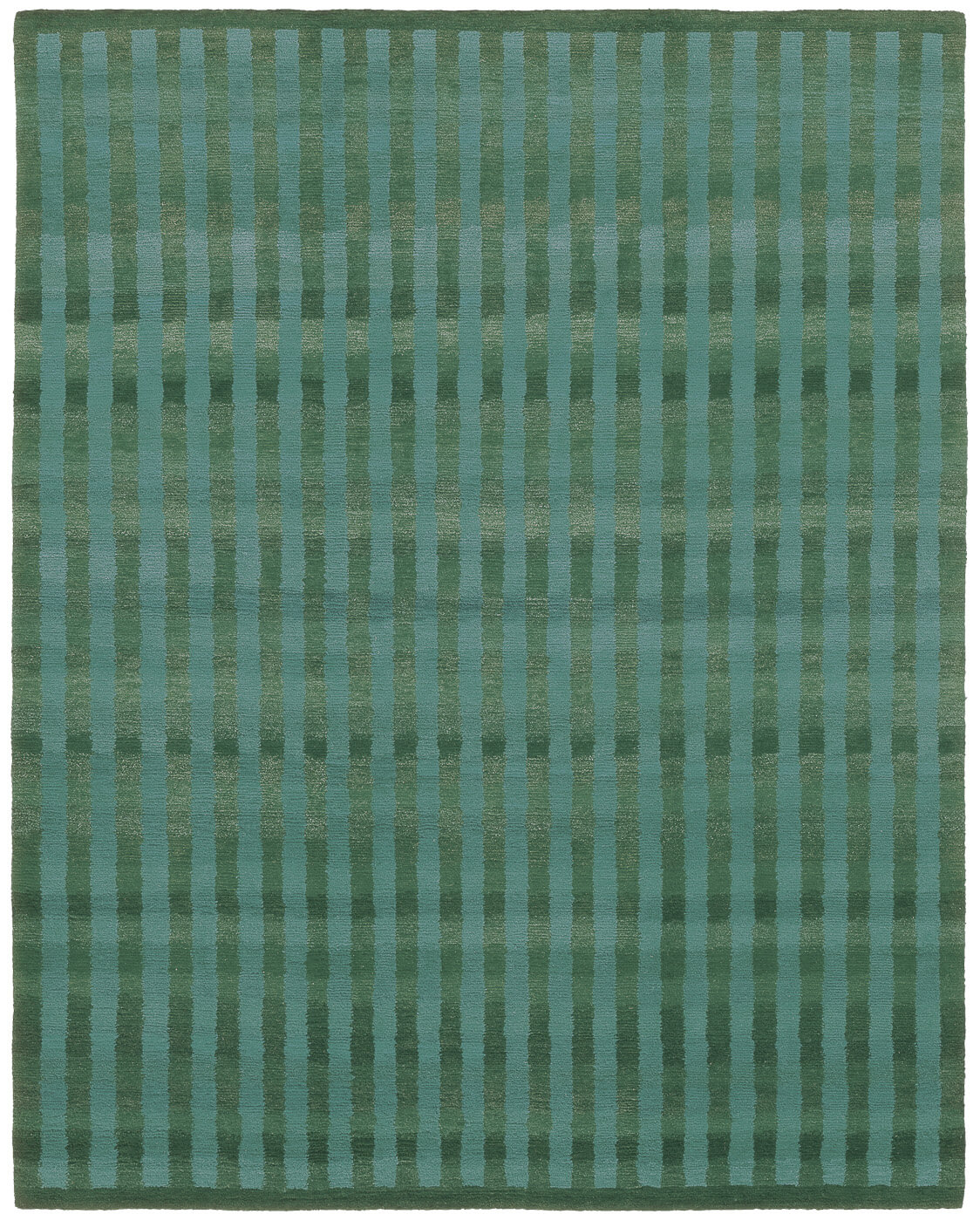 Ковер ручной работы Gama Vertical Stripes из шерсти зеленого цвета