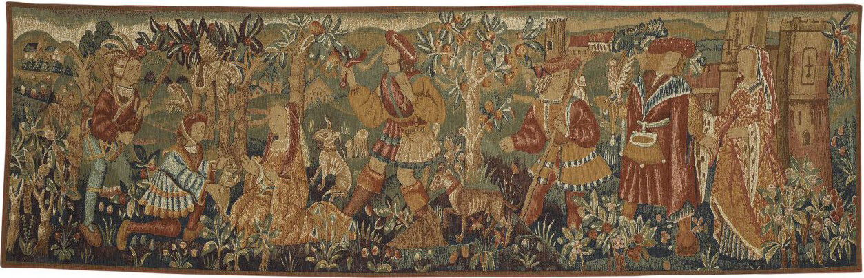 Гобелен «Соколиная охота» Chasse Au Faucon ☞ Размер: 103 x 330 см