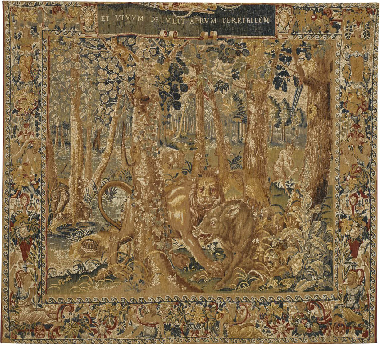 Гобелен «Эриманфский кабан» Le Sanglier Derymanthe ☞ Размер: 146 x 166 см