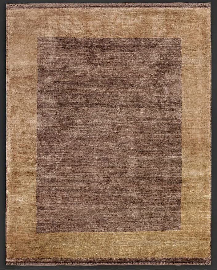 Шелковый ковер с низким ворсом Beige & Brown Oriana ☞ Размер: 140 x 200 см