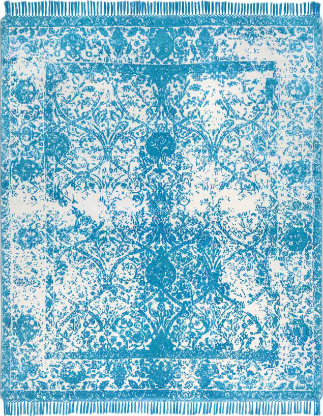Голубой ковер Rajasthan Tibetan No.3 Electric Blue ☞ Размер: 210 x 210 см