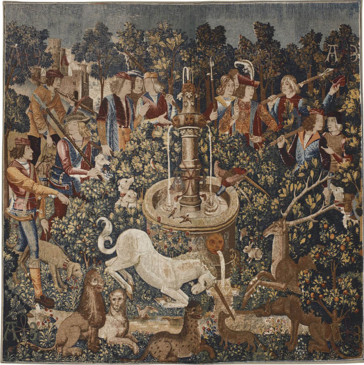 Гобелен «Королевская охота» La Licorne A La Fontaine ☞ Размер: 228 x 226 см