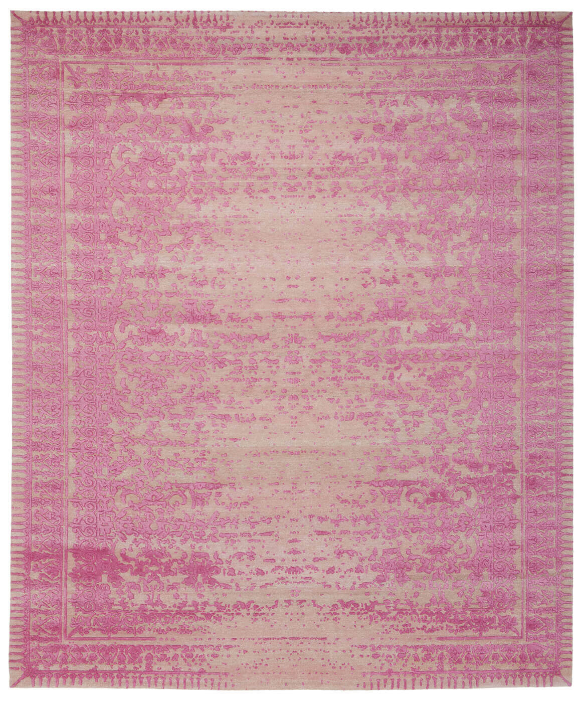 Дизайнерский ковер ручной работы Ferrara Stomped Reverse розового цвета