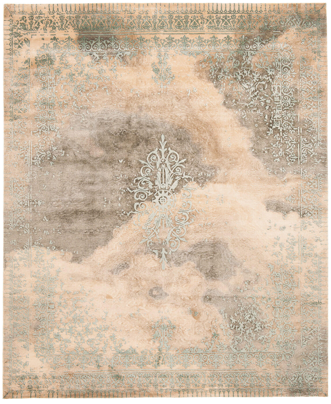 Дизайнерский ковер ручной работы Ferrara Cloud Special Rocked серый