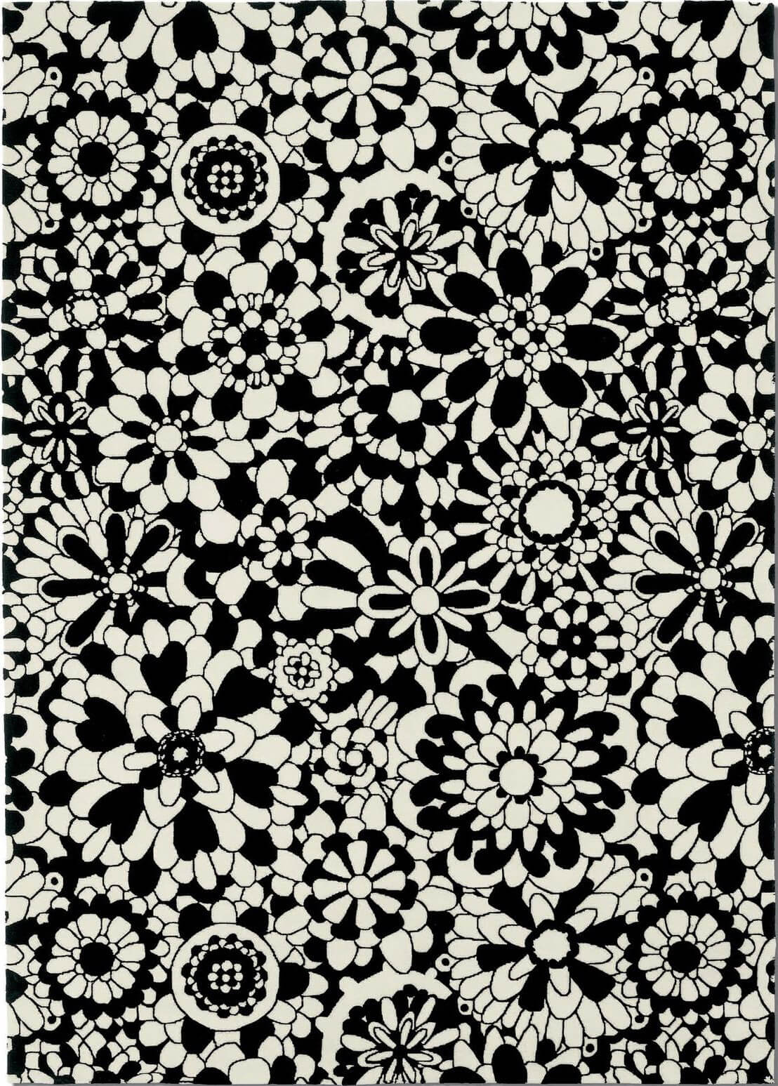 Черно-белый ковер с цветами Missoni Fleury New T20