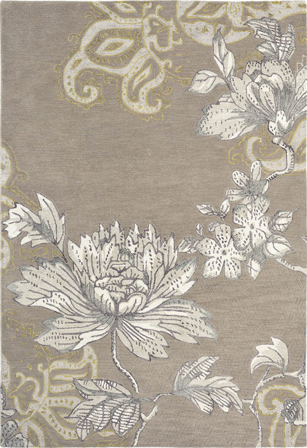 Ковер из шерсти и шелка Fable Floral Grey 37504