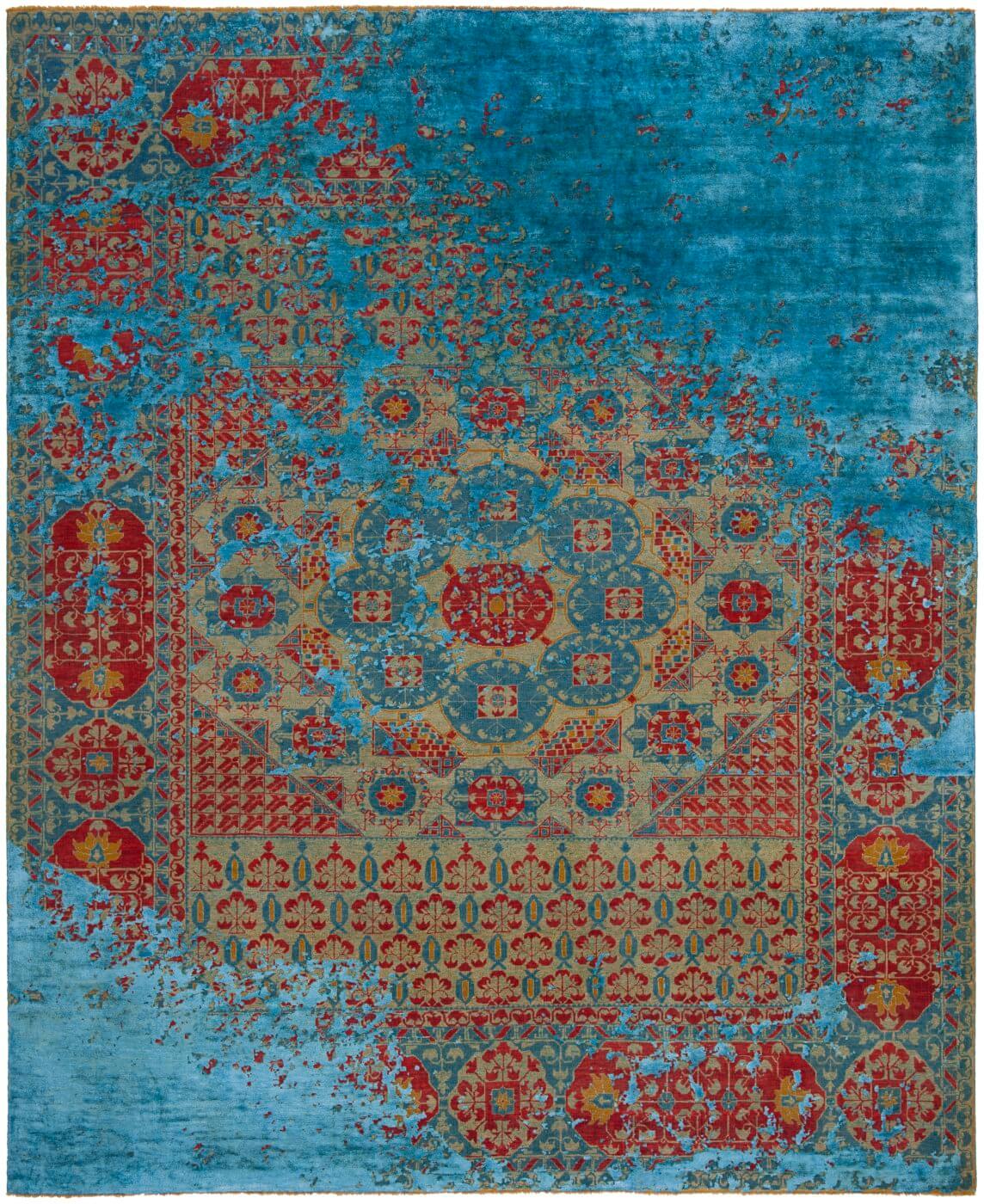Ковер ручной работы Mamluk Kensington Raved синего цвета от Jan Kath