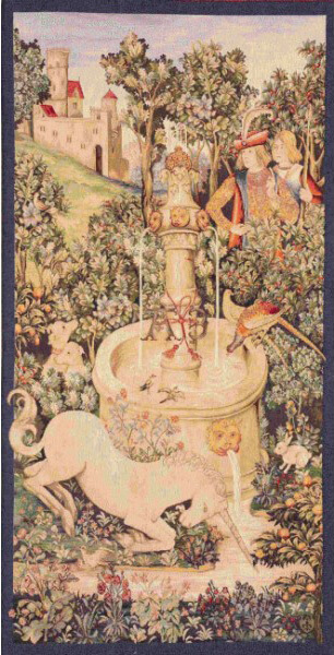 Гобелен «Единорог и фонтан» Licorne A La Fontaine Вар. #2 ☞ Размер: 75 x 150 см