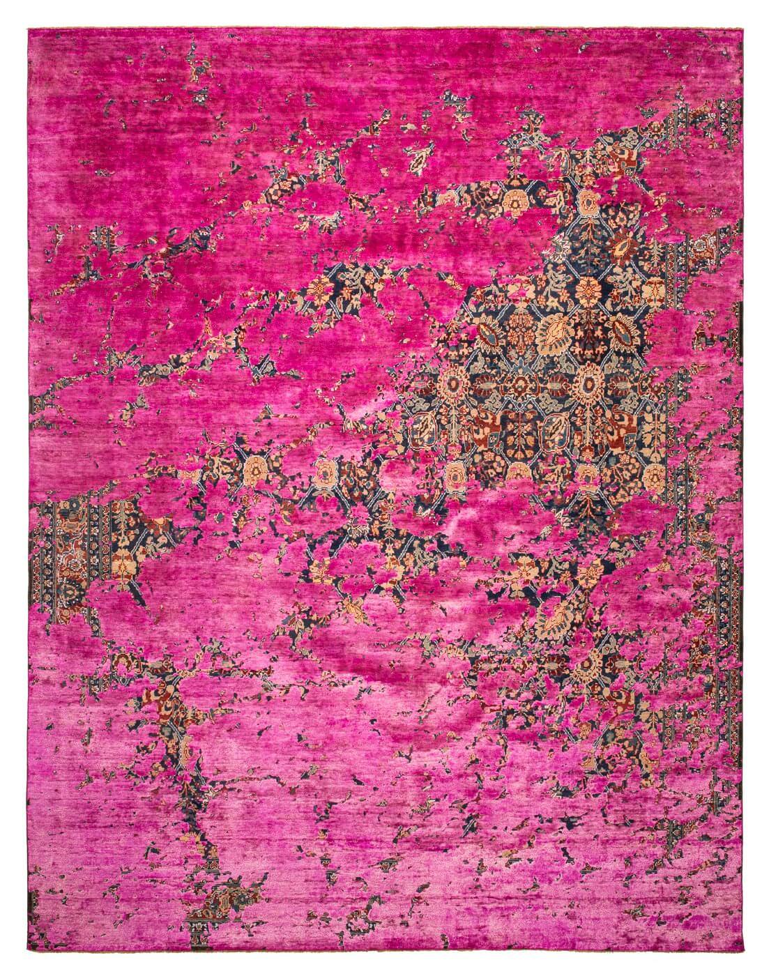 Элитный ковер Tabriz Canal Aerial синий с шелком розового цвета от Jan Kath