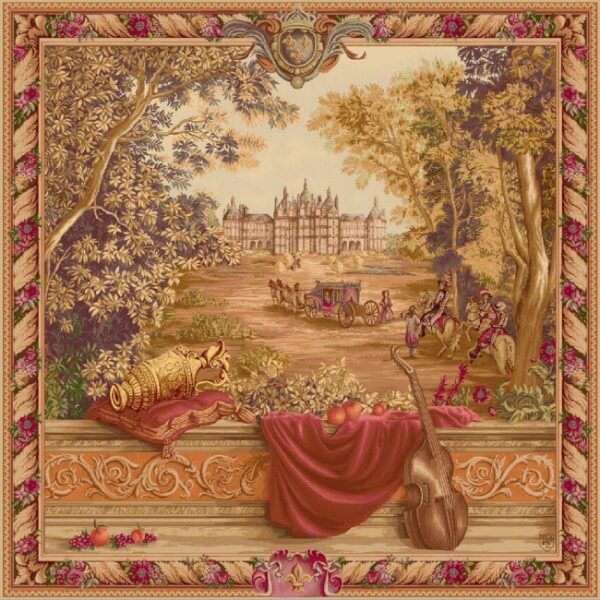 Гобелен «Растительность в замке» Verdure Au Chateau Вар. #2 ☞ Размер: 150 x 150 см