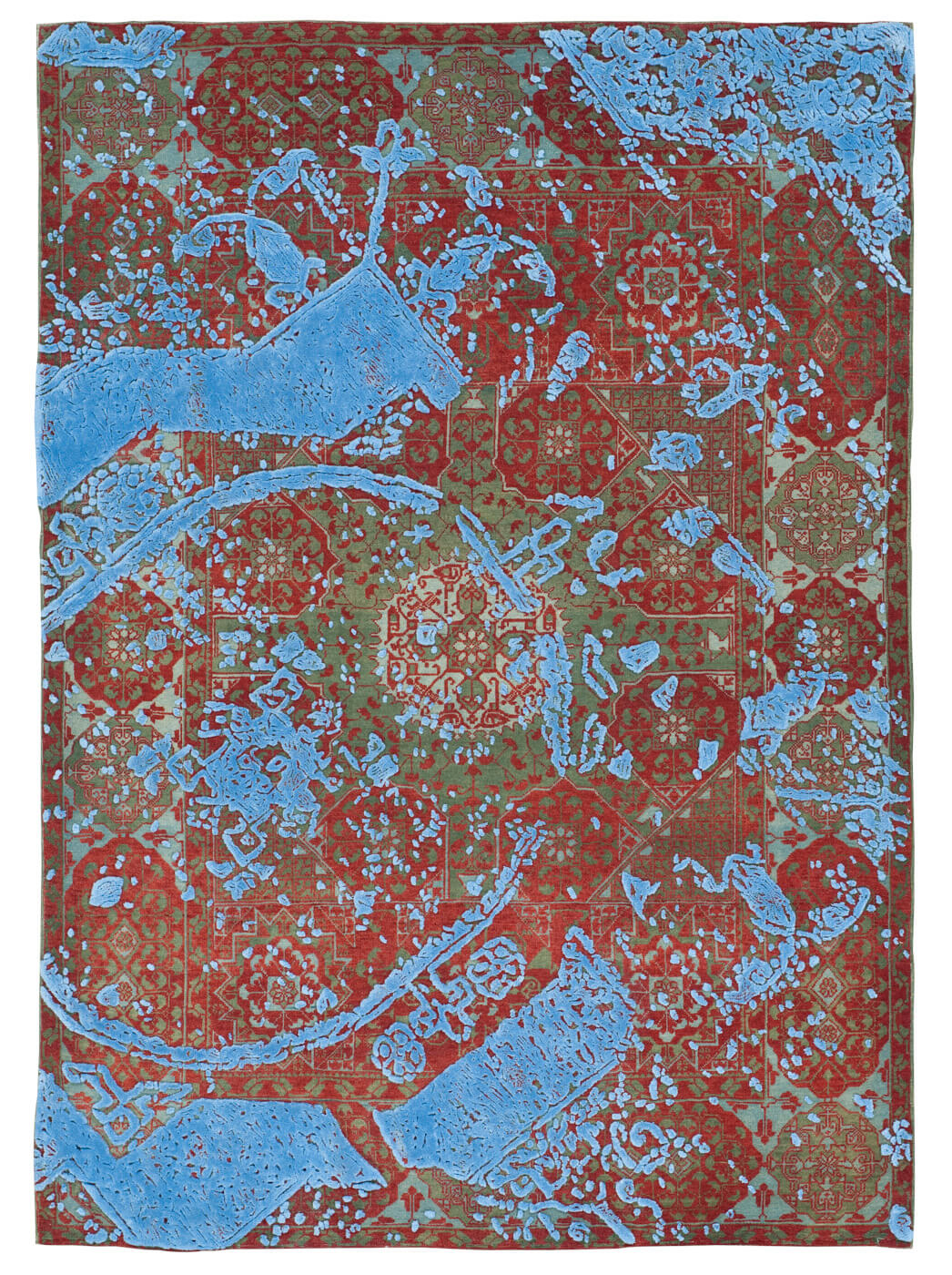 Дизайнерский ковер ручной работы Malena синий в стиле модерн