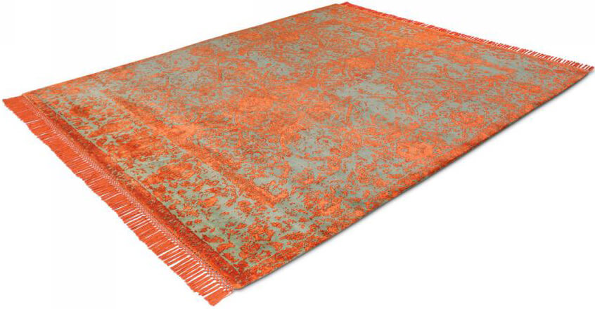 Винтажный ковер Rajasthan Tibetan Eco No.3B Rusty On Grey Green ☞ Размер: 150 x 240 см