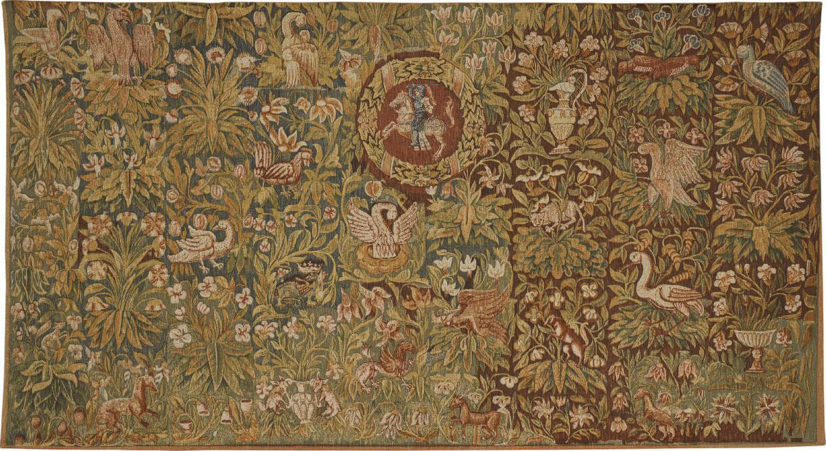 Гобелен «Буйство листвы и дикие животные» Verdure A Fond De Fleurs ☞ Размер: 145 x 270 см